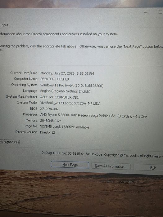Laptop Asus  model X712DA 17,3"