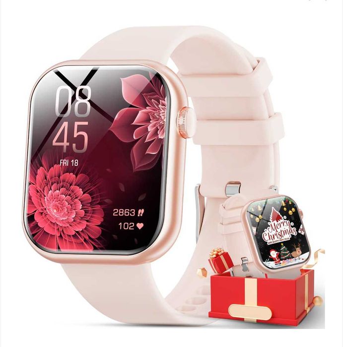 1,85" Модел G28 Нов Дамски Смарт Часовник Розов