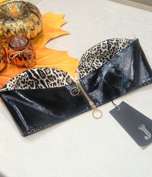 Черен кроп топ бюстие промазка Junona Юнона сет Christine Fashion