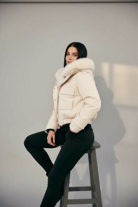 Уникално зимно яке с пухена яка три цвята