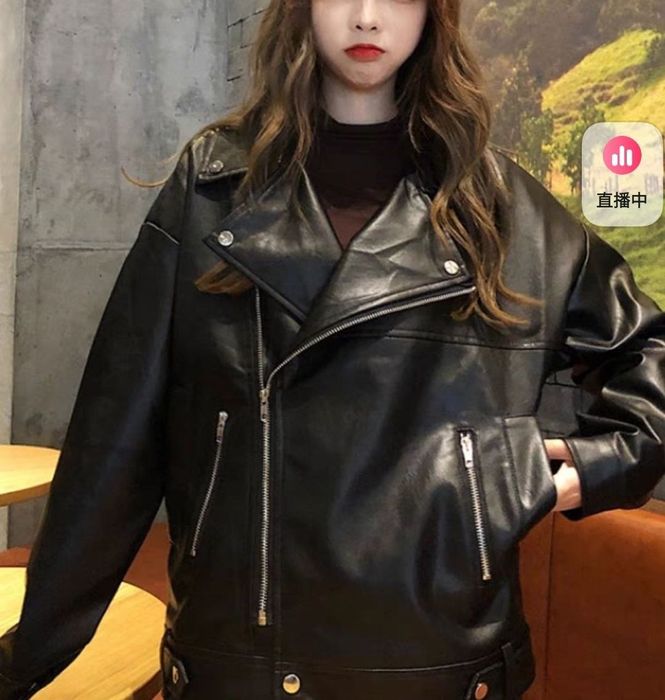 Куртка женская оверсайз из искусственной кожи, к весне, осени