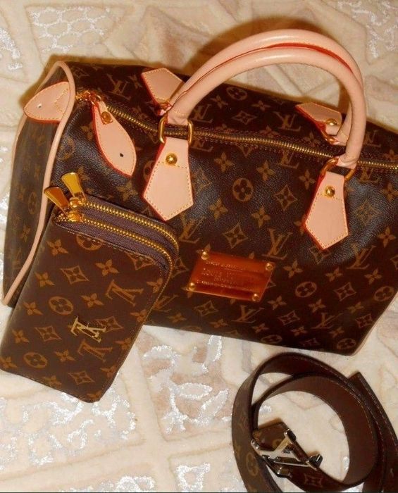 Set geanta LV Speedy +curea+portofel,saculet, etichetă