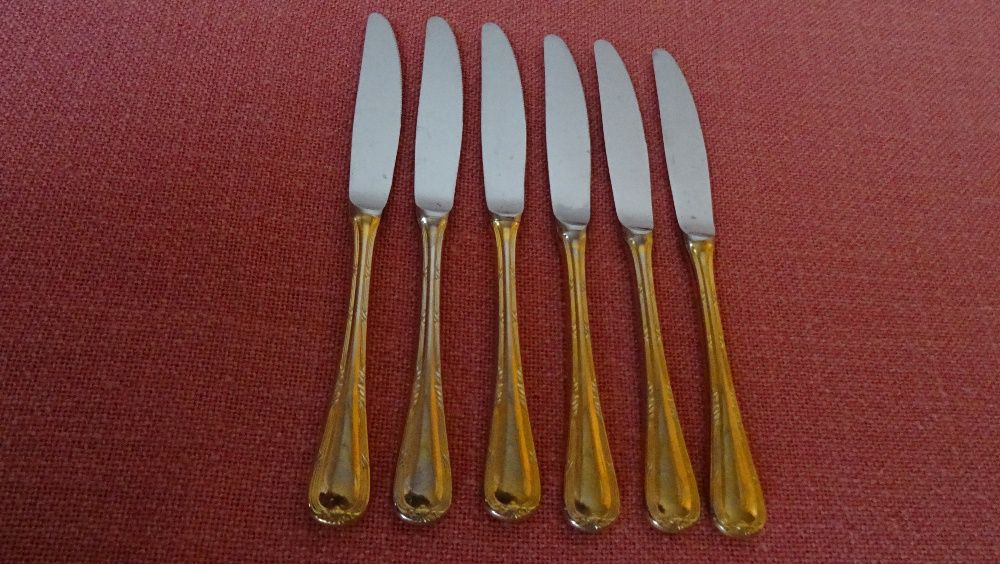 Solingen KUPPELS BESTECK , 
23/24 KARAT - 6 бр ножове с позлата