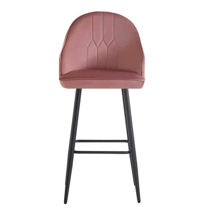 Бар стол, Velva, Розов, Кадифе, 46х45х113см.