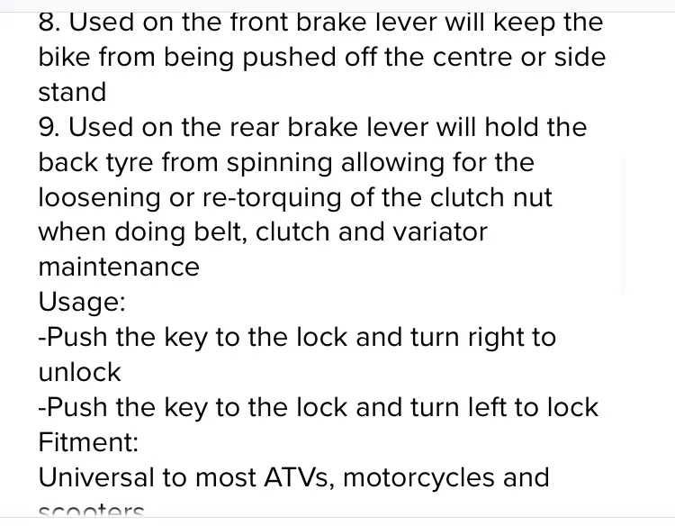 Регулируема ключалка на кормилото на мотоциклет Спирачка против кражба