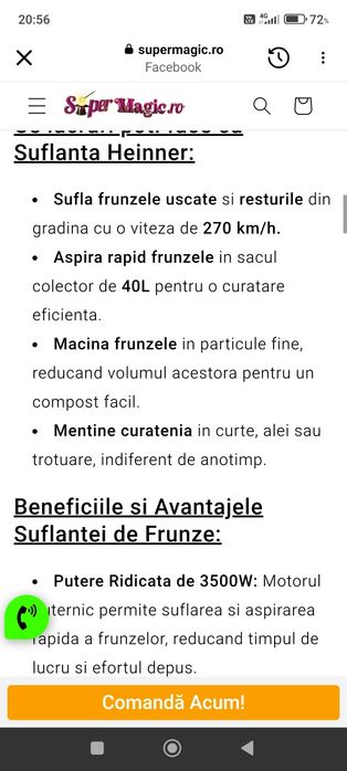 Suflantă/aspirator/tocator frunze