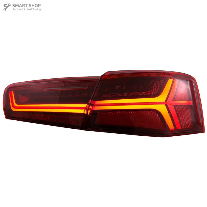 Stopuri Full LED compatibil cu Audi A6 4G C7 (2011-2014) Red Clear Facelift Design Semnalizare Secventiala