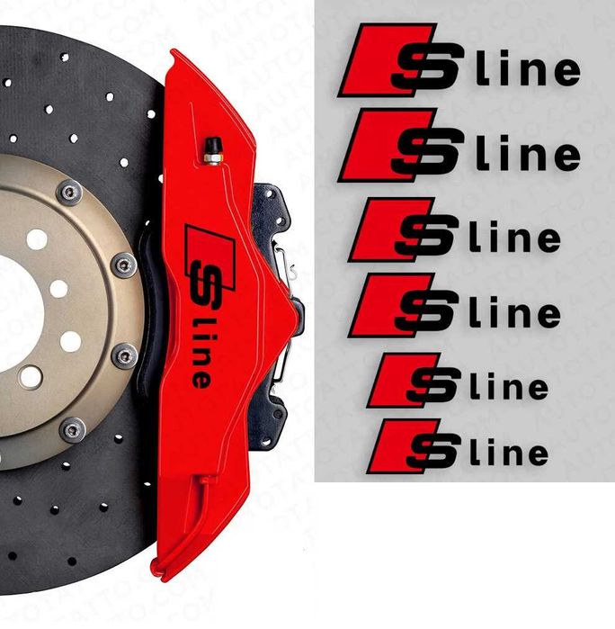 6 бр стикери Audi S line черни лепенки за спирачни апарати и декорация