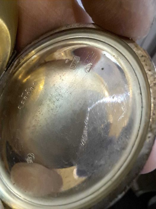 Ceas buzunar functional , carcasa argint aurit