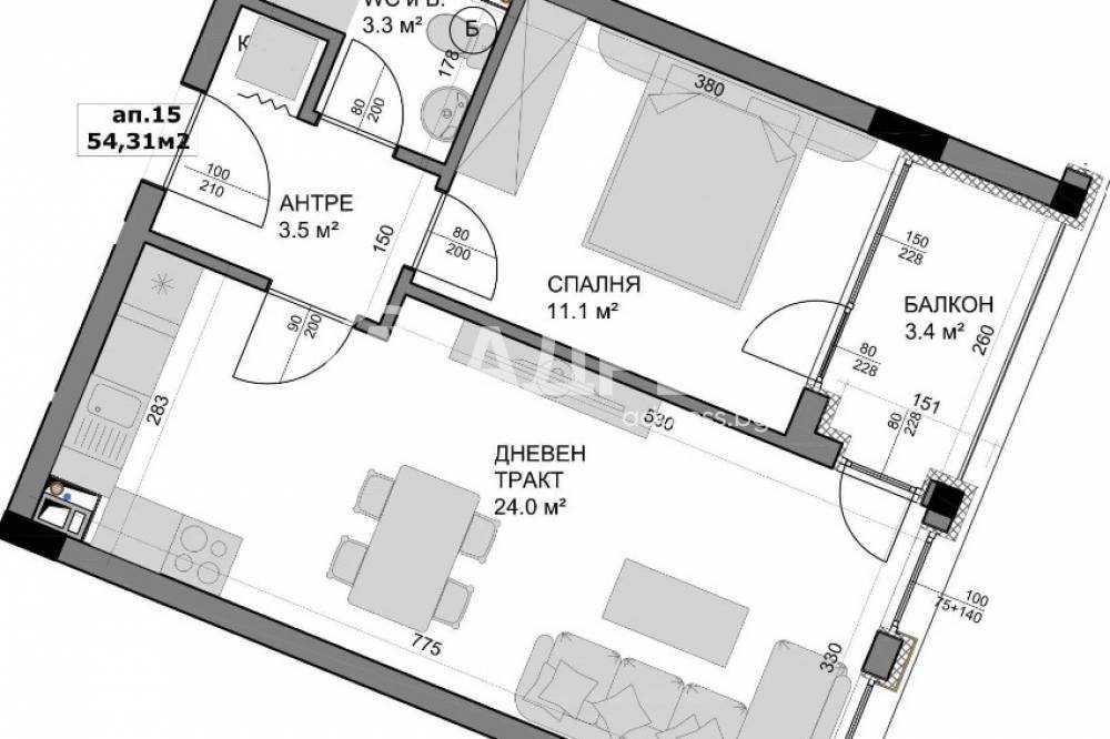 Двустаен апартамент в нова сграда пред АКТ 15