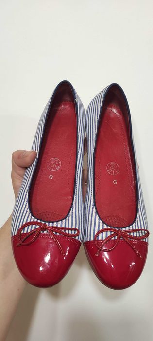 Pantofi dama Luftpolster, textil cu varf de lac rosu, marime 36,5