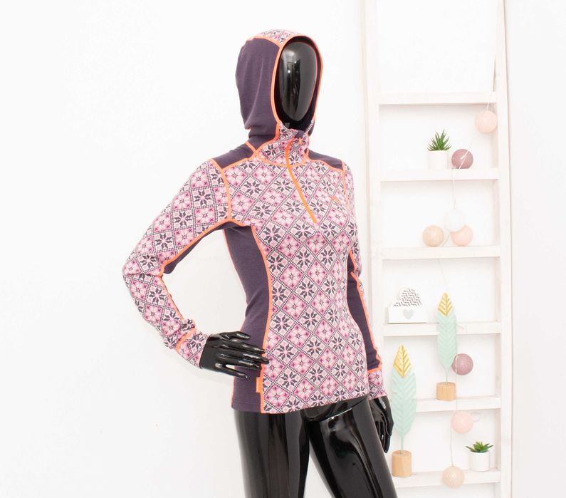 Kari Traa дамска блуза с цип и качулка термо бельо мериносна вълна S