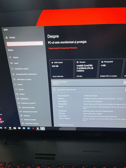 Leptop Laptop Asus ROG gaming i7 16gb ram ddr5 Nvidia 4gb
