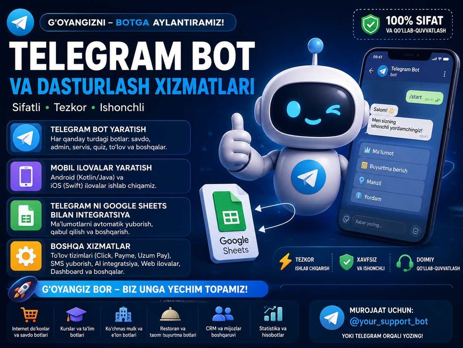 Telegram bot yasash xizmati