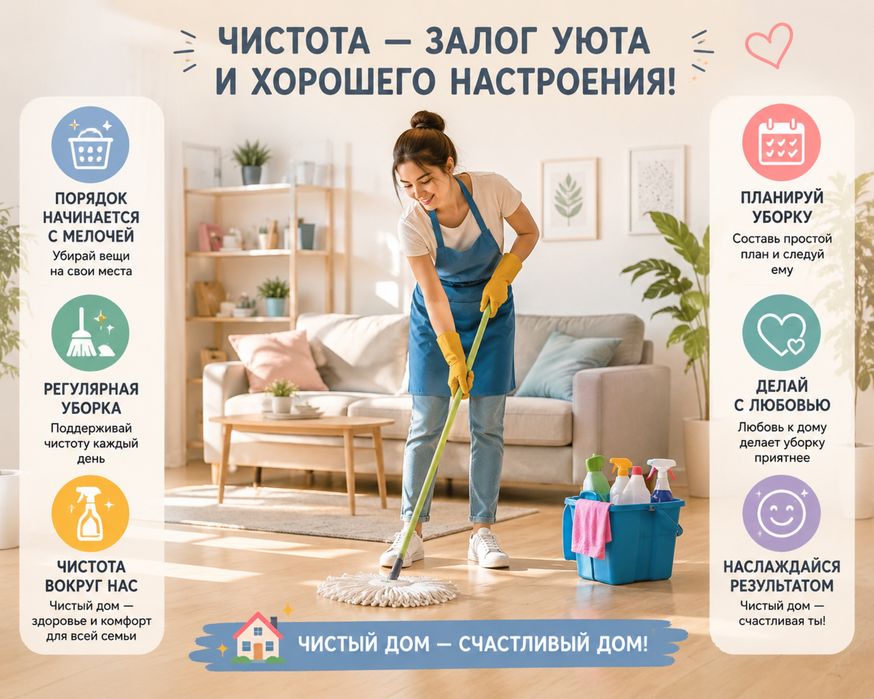 Помощница по уборке квартир и домов