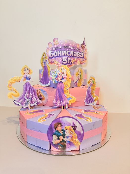 Рапунцел Rapunzel хартиена торта за рожден ден и парти