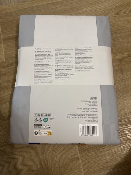 Set Lenjerie de Pat Comfibeds Double Duvet, Husa Pilotă 200x200 cm + 2 Fețe de Pernă 50x80 cm, Gri