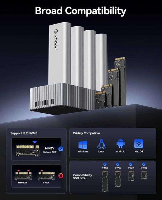Док-Станция и офлайн дупликатор для M.2 SSD Nvme Orico IT48N-C