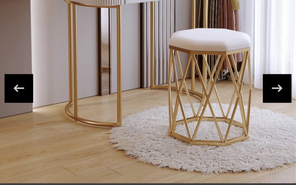 Set masa de toaleta, cu oglinda iluminare led cu control touch, alb