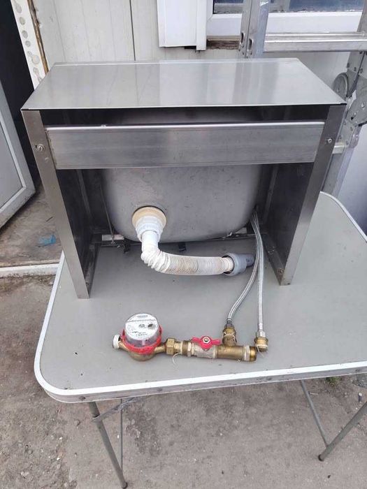 Chiuveta inox 47x41+baterie rece calda+apometru