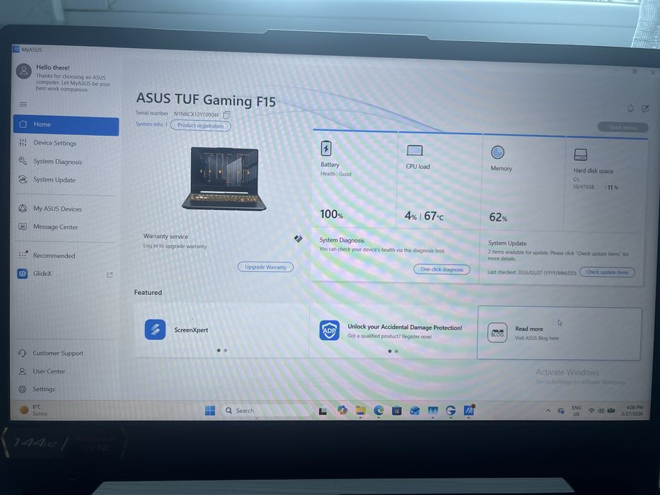 Laptop gaming  ASUS TUF Gaming F15 FX506HE_FX506HE