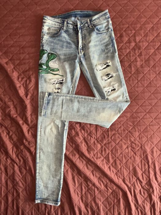 Blugi Slim Fit thevaluee Snake Jeans Albastru (nu zara,bershka,h&m)
