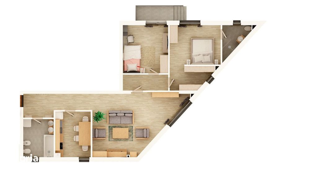 Intabulat Ap. cu 3 camere 88mp utili, gradina 19 mp, Str. Pictor Brana