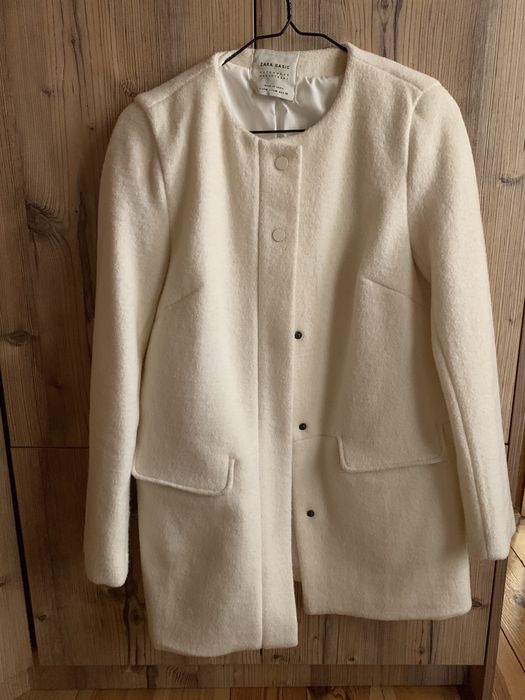 Palton Zara, compozitie de lana, Ivory, M