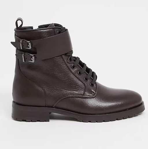 Botine cu șireturi Reiss Artemis, maro, piele