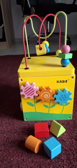 Cub Educativ Montessori din lemn cu 5 in 1 activitati