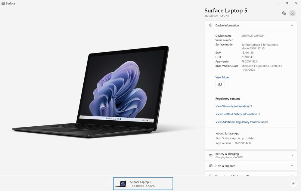 Laptop premium Microsoft Surface Laptop 5 Business, i5 Gen 12, 16GB RAM, touchscreen