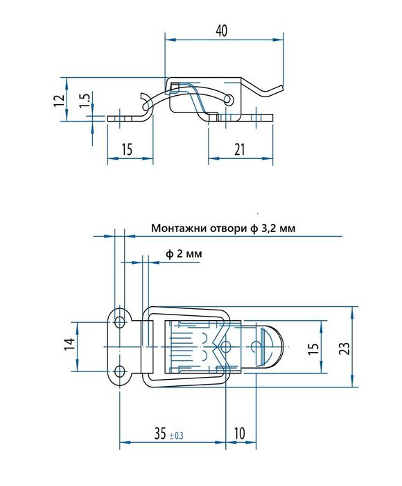 Метална закопчалка с насрещник за машина, сандък или кошер