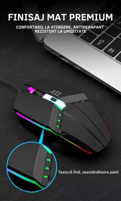 Mouse Gaming cu Fir Skylaze® X3 Upgrade, RGB, 1600 DPI, Negru