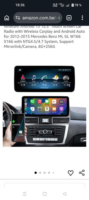 Navigatie mercedes Ninetom cu ecran tactil Android 13, 12,3 Carplay wi