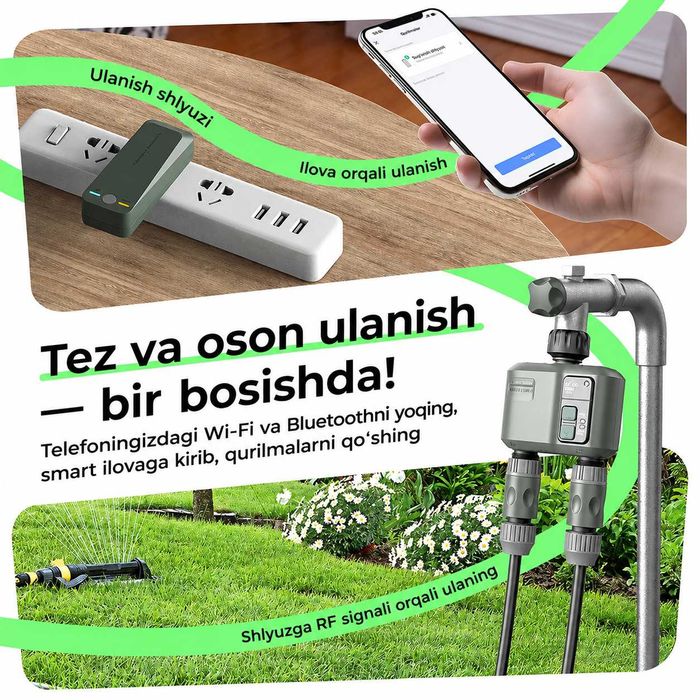 Wi-Fi boshqaruviga ega aqlli sug'orish taymeri, sug'orish dasturchisi