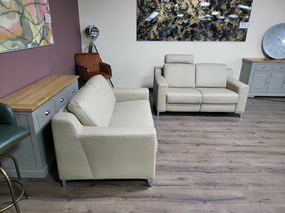 Кремав кожен комплект дивани две двойки HUKLA KS473120