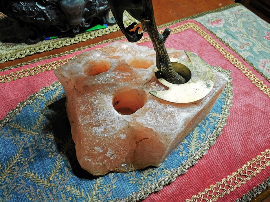 Vand piatra roca suport pt 2 pasari din antimoniu artefact foarte vech