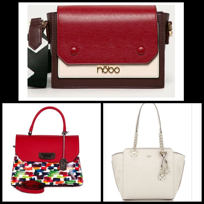 Оригинална чанта Guess, Anna Morellini, Nobo - червена, бордо и бежова