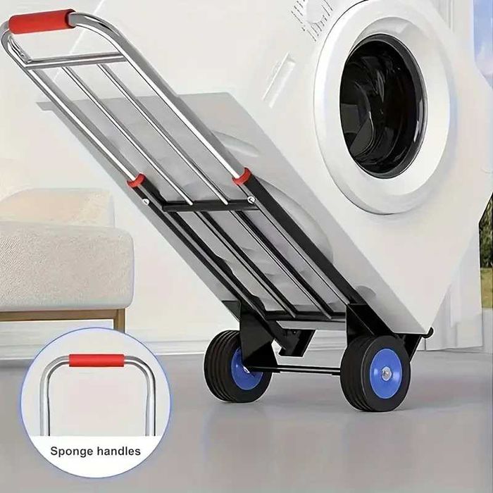 Carut carucior pliabil cadru metalic 90x30x26cm roți dure cu rulmenti rezistente la uzură carat pentru mutare, cumpărături și călătorii. Sarcina 55 Kg