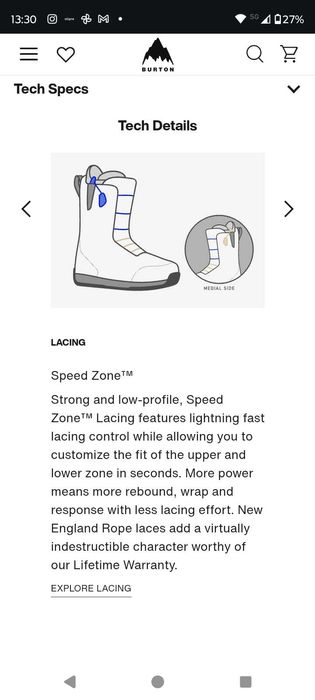 Сноуборд обувки Burton Limelight 41 номер, 26 см стелка,чисто нови