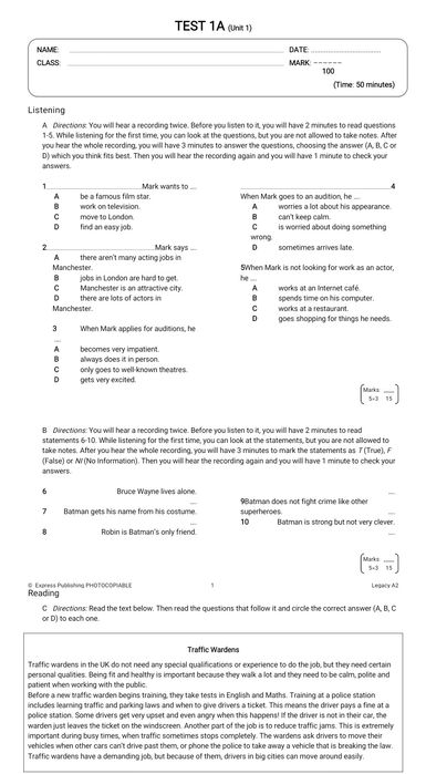 Legacy тестове А1 А2 B1 p1 B1.1