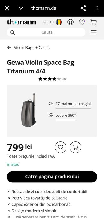 Gewa Violin Space Bag Titanium 4/4