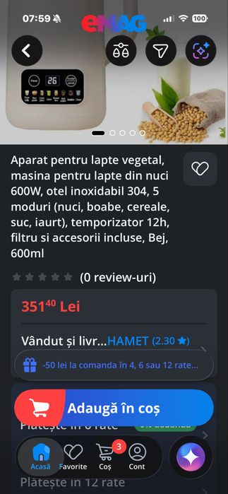 Aparat pentru lapte vegetal, masina pentru lapte din nuci 600W, otel inoxidabil.