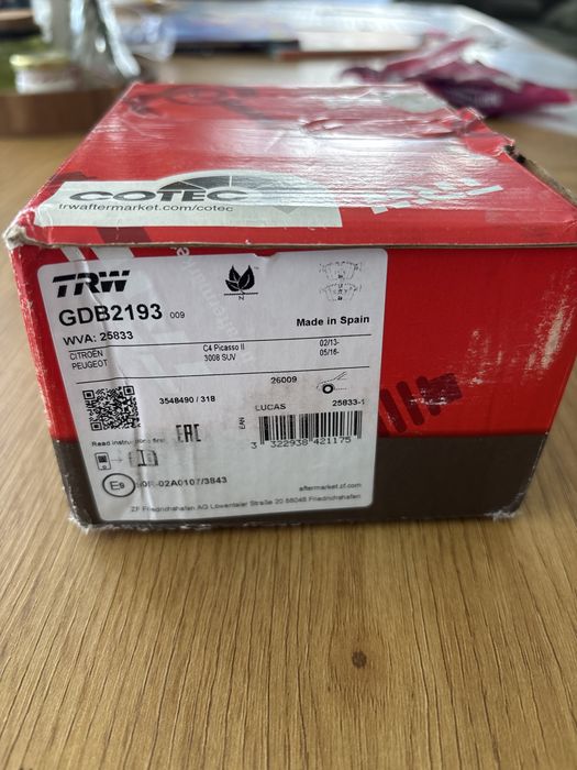Placute frana fata trw gdb2193 3008 , c4 picasso 2