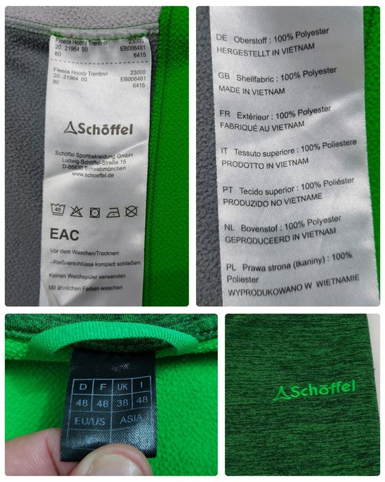 Jachetă Softshell Schöffel Fleece Hoody Trentino Green Nr. 48 sau M