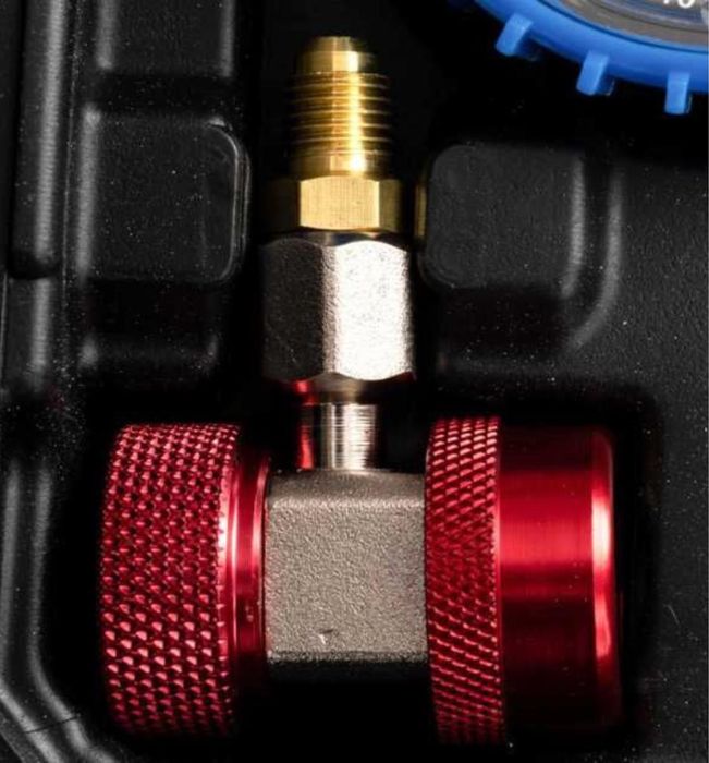 Trusa testare AC aer conditionat manometre verificare incarcare freon 2 robineti 3 furtune