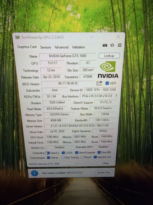 Laptop Gaming Acer i5 9gen 16g 512g nvme GTX1650 4g 17FHD