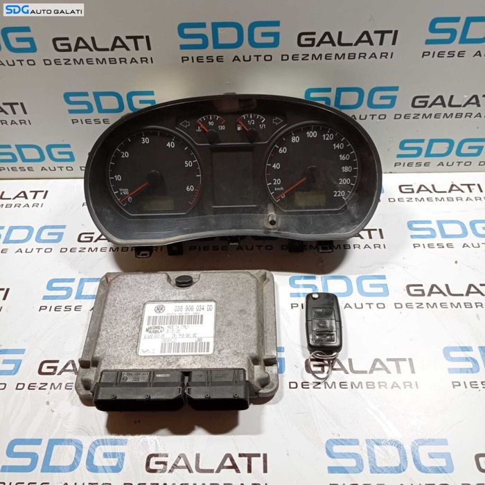 Kit Pornire ECU Calculator Motor Cip Cheie Ceas Ceasuri Bord cu Imobilizator Volkswagen Polo 9N 1.4 16V 2002 - 2010 Cod 110080124001A 036906034DD 6Q0920800 [1432]