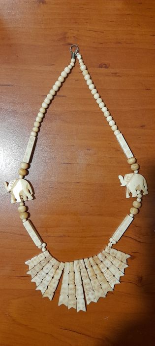 Ретро кост костна огърлица ветрило слон