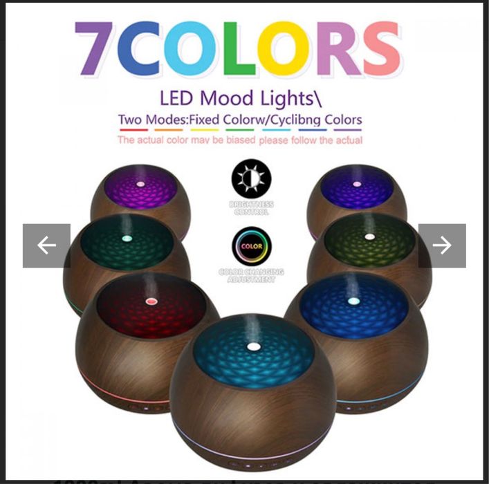 1000ml Арома дифузер и овлажнител тъмно дърво, дистанционно+подарък